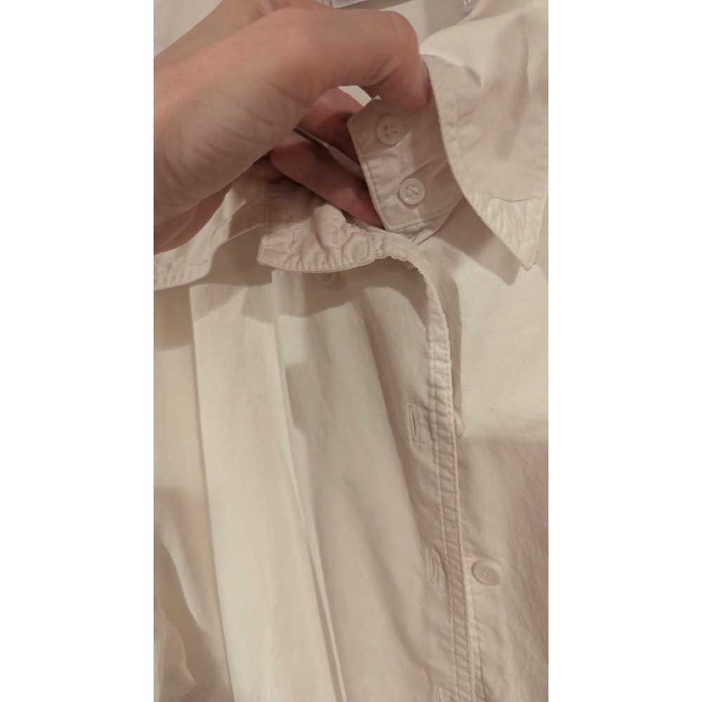 Soft Surroundings Button Down PM Ivory Cotton Stretch Flared Cuff Coastal - Picture 4 of 8
